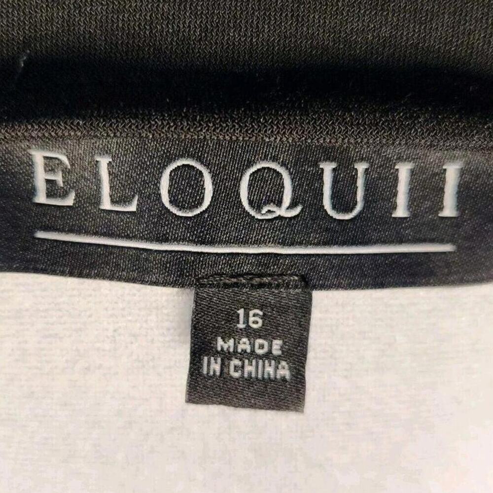 ELOQUII Size 16 Black Twist Front V-Neck 3/4 Sleeve Dress - Picture 4 of 7